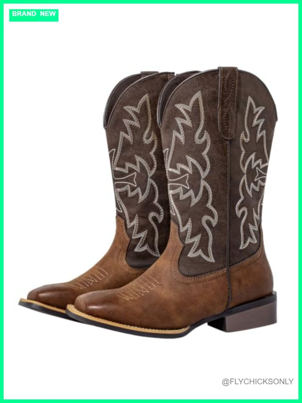 Extra Wide Calf Cowboy Boots Faux Leather Square Toe Women Western